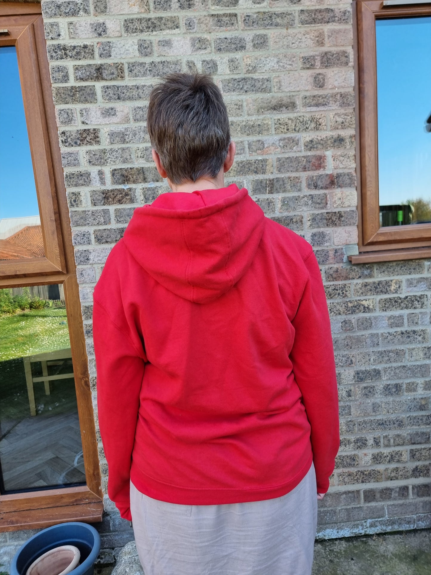 red hoodie (upcycled)