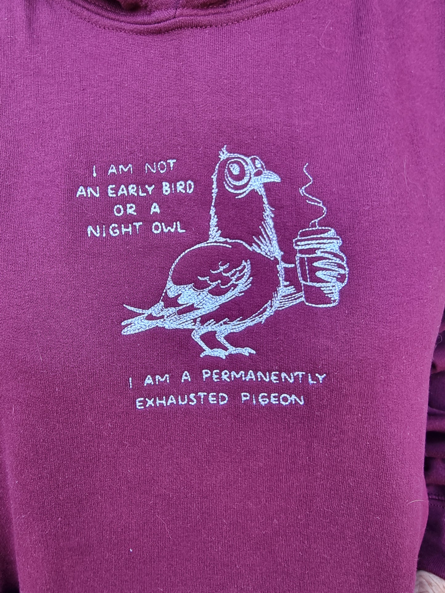 Exhausted pigeon hoodie
